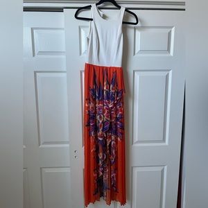 Bebe XS high-low dress tropical white and orange